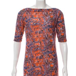 SUNO orange 🍊 abstract painting knitted dress